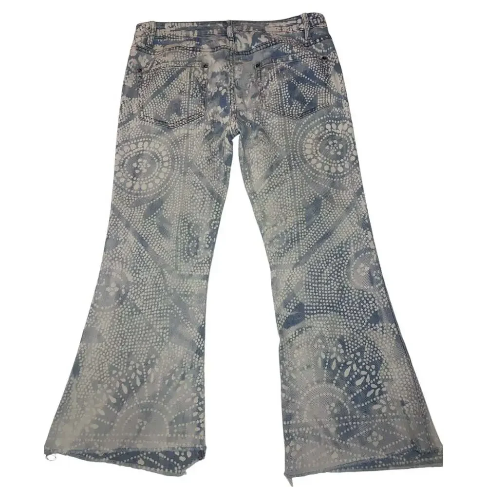 Free People Bali Discharge Pattern Flare Jeans Size 30 - Picture 3 of 7